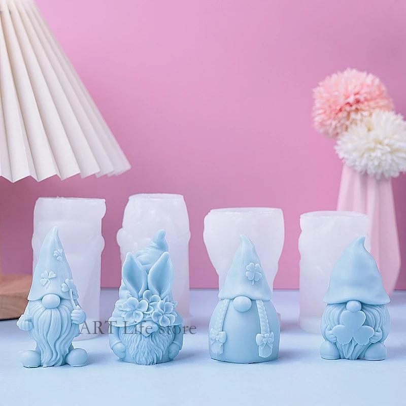Soap Making Gifts - クリスマスドワーフシリコーンキャンドルモールド 3d サンタクロースアロマセラピー石膏樹脂石鹸作りチョコレートアイスベーキングツールホームギフト