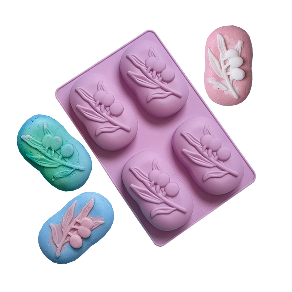 4 キャビティオーバルオリーブツリーシリコーン石鹸型 DIY - Soap Making Gifts のレビューと価格